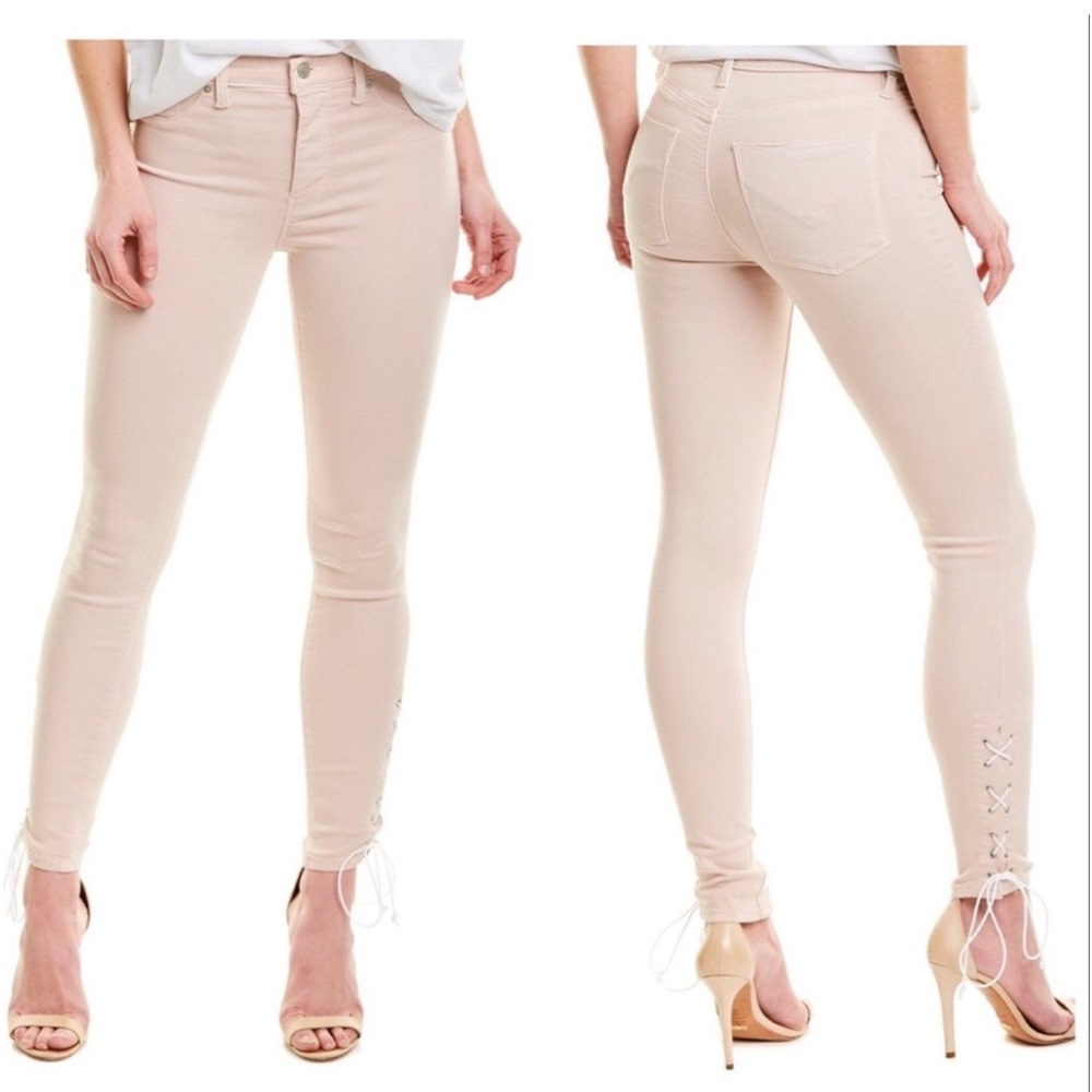 HUDSON Barbara Pink High Rise Lace-up Skinny Jeans Size 25” NWT